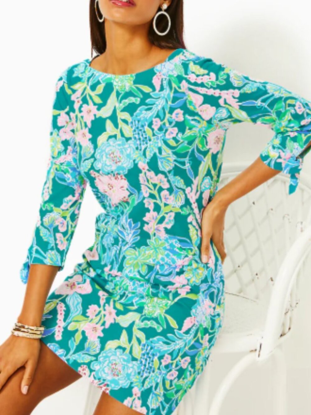 NWOT Lilly Pulitzer Lidia 3/4 Boatneck Multi Hot on the Vine Floral Dress L XL